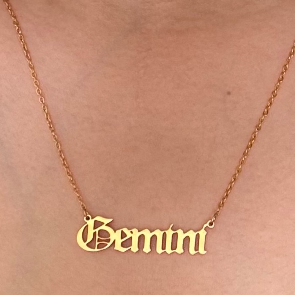 Gold Gemini Stainless Steel Necklace